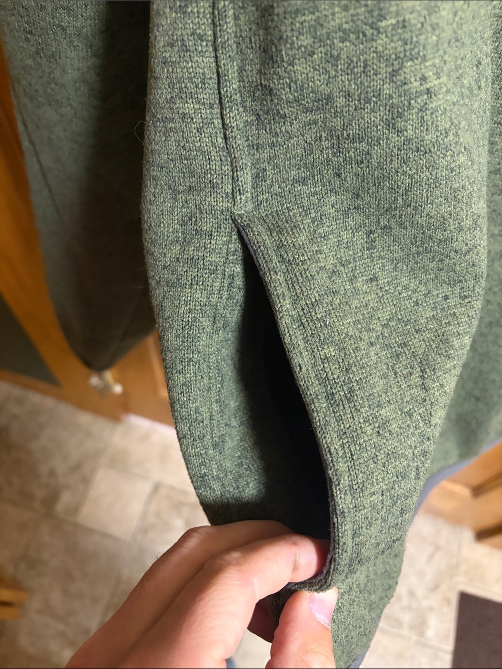 L.L. Bean Olive Green Snap-Front Fleece Pullover - Picture 4 of 6
